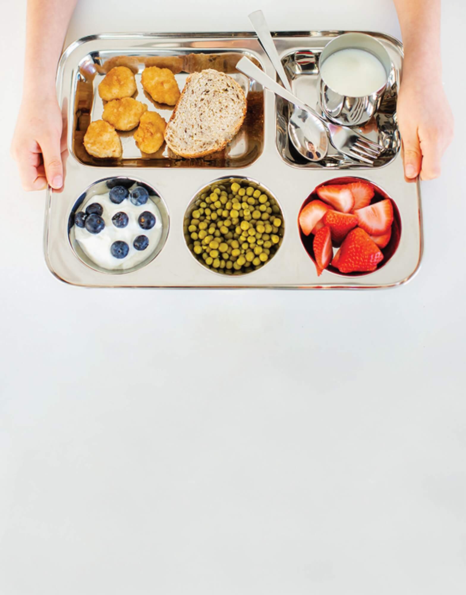 stainless steel cafeteria tray