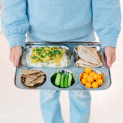 Stainless steel cafeteria tray - 5 compartments