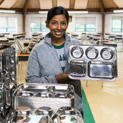 Healthy foodware - the American Academy of Pediatrics recommends that we store and serve children's food on stainless steel (NOT plastic). Plastic transfers harmfuls chemicals into children's food - impacting their hormones, growth and brain development. Stainless steel is the healthy choice for students.